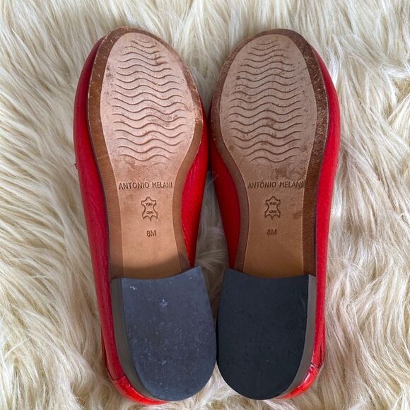 Antonio Melani Red Leather Penny Loafers sz 8 Preppy Nautical Chic Academia - Picture 7 of 11